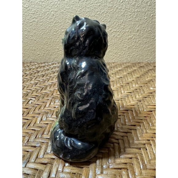 Vintage Porcelain Ceramic Cat Figurine With Red Bow Stands 5" - Picture 3 of 8